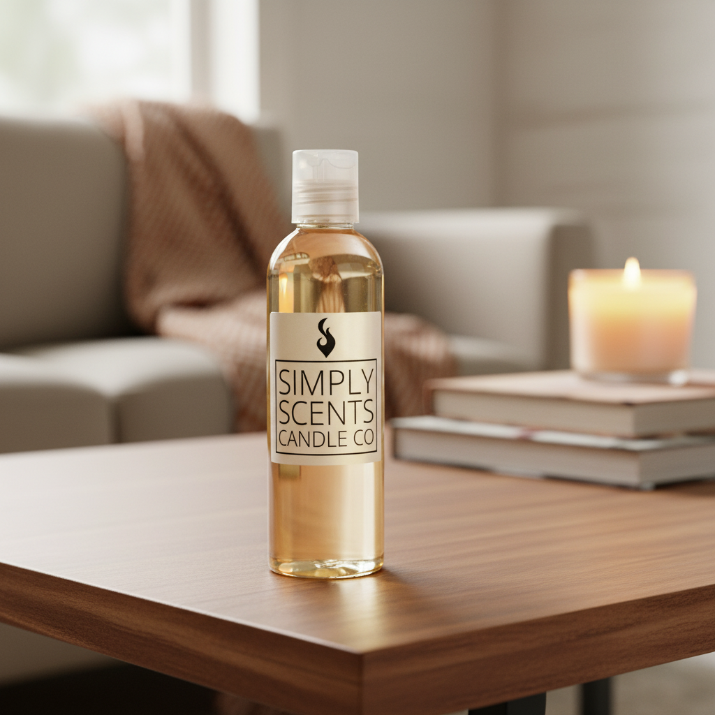 4 oz Burning Oil Close Up on Living Room Table