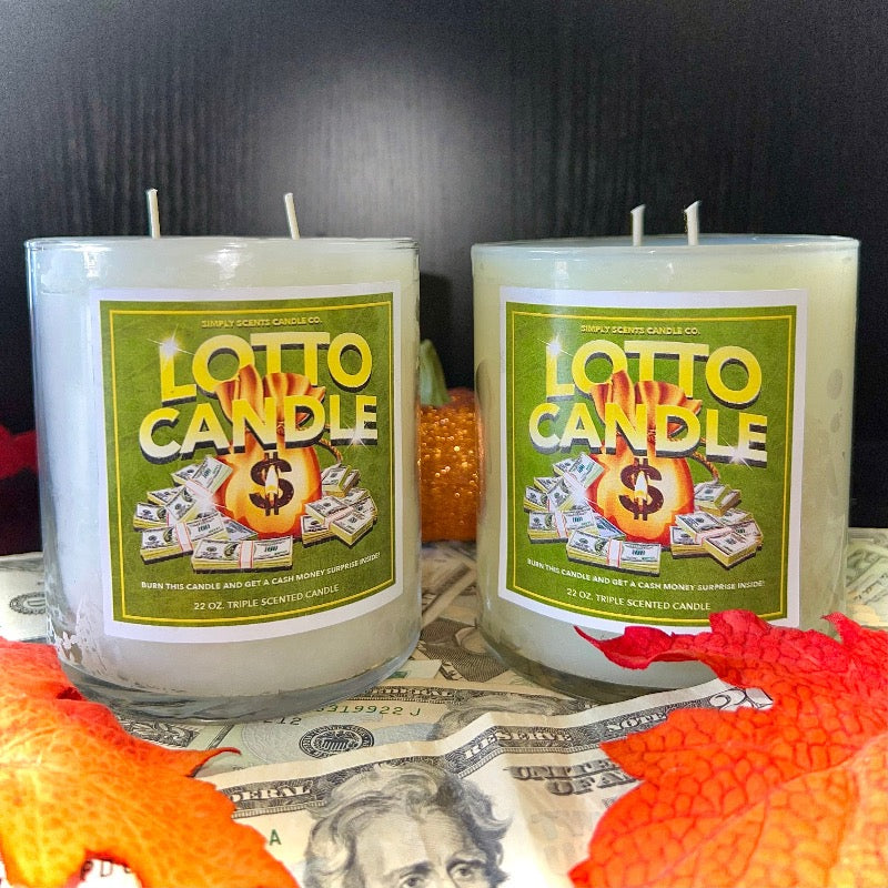 christmas tree candle with money inside "Lucky Lotto" Cash Candle