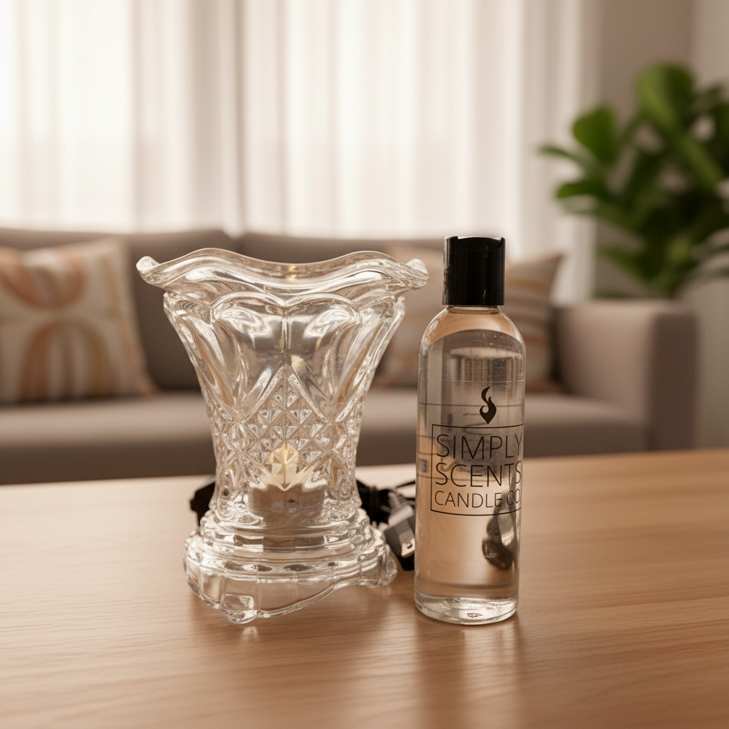 Oil Warmer Set in Living Room - Brightened